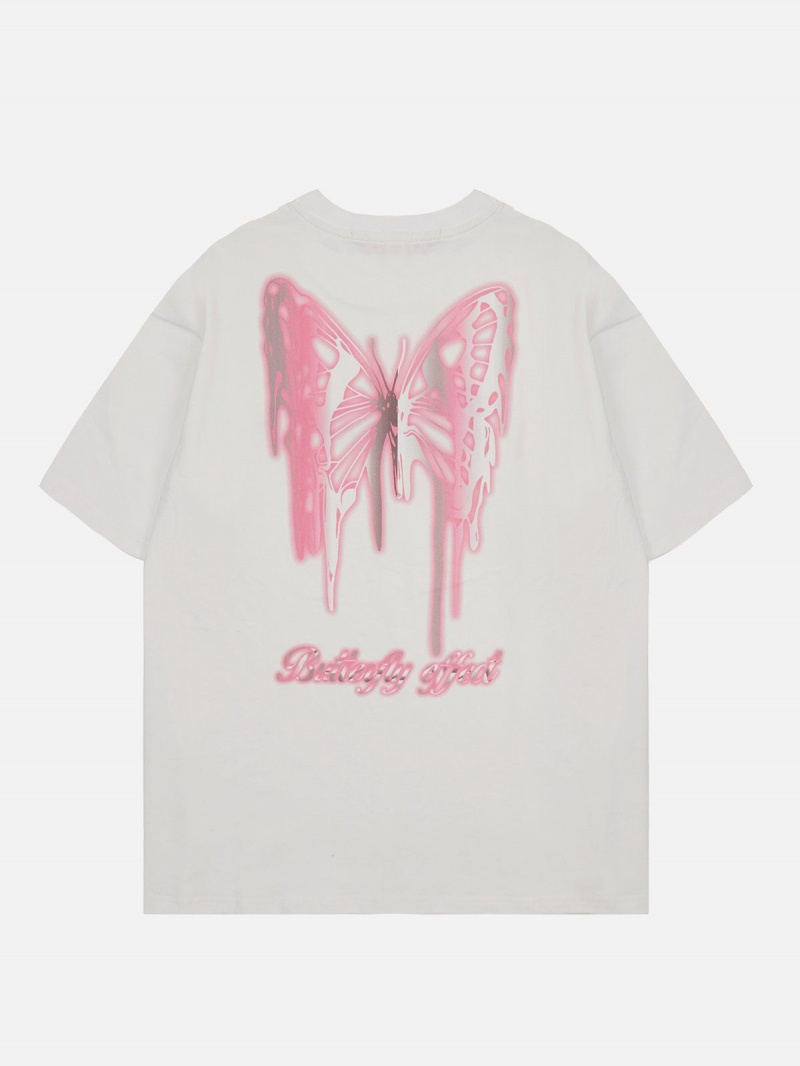 Noir  T Shirts Aelfric Eden Metal Butterfly Print Tee - EUG-3719803